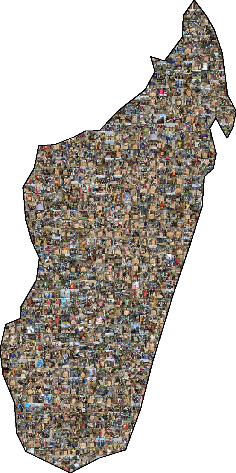 A map of Madagascar formed from 743 photographs taken during the clean cooking rollout